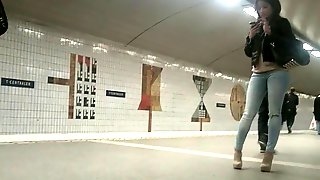 Sexy Spy Cam Ass in Jeans at Railway