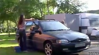 Rough catfight at a carwash