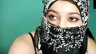 Hijab wearing beauty dances naked