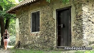 Cute teens spreading legs and pissing..