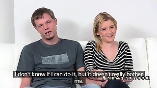 Agent sucks cock after his girlfriend