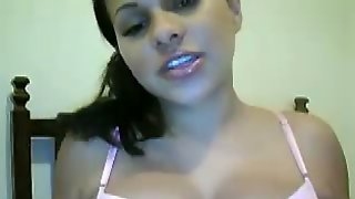 Alluring pregnant brunette masturbates..