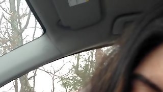 Persian girl swallows load in car bj
