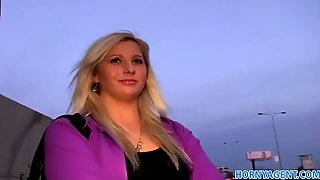 HornyAgent Curvy blonde accepts sex for..