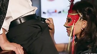 Lusty Janice Griffith in mask pounded