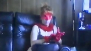 Ingrid, with red mask - plays with sextoy