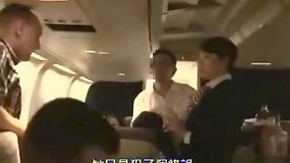 Stewardess gives passenger great blowjob