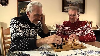 Two old men DP sexy blonde babe