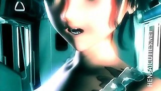 Brunette 3D hentai babe take dick