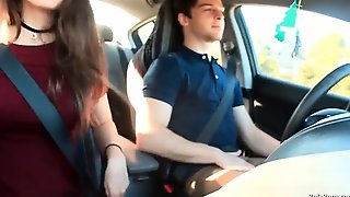 Couple gets wild in the car