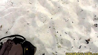 Slutwife gangbanged on beaches