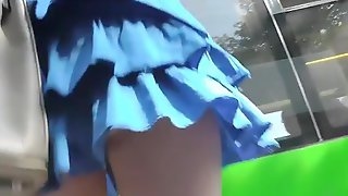 Spying Blue Skirt Girl in the Bus