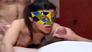 Hairy Italian brunette takes 2 cocks