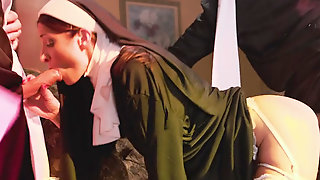 Sexy Nun gets fucked by two horny Priest