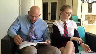 Petite student in short kilt skirt..