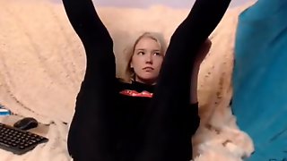 Blonde in see through leggings