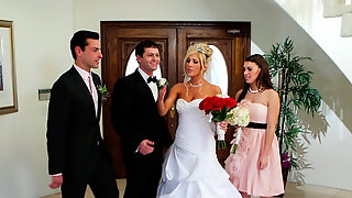 Sexy bride Tasha Reign kisses..