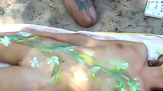 Nudist Girl Beartifull Beach Posed..