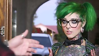 Extraordinary whore with green hair..